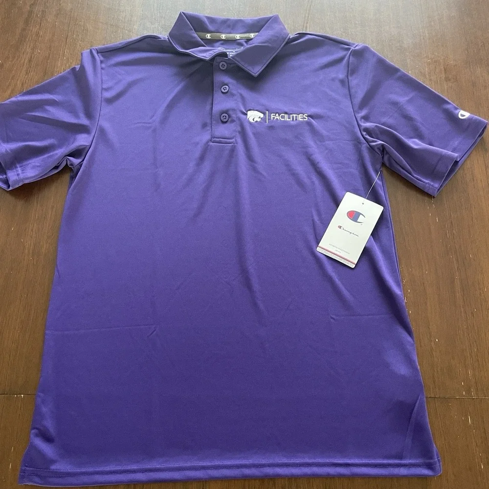 Kansas State KState Golf Polo‎ Shirt Mens Champion Embroidery Logo Purple Medium